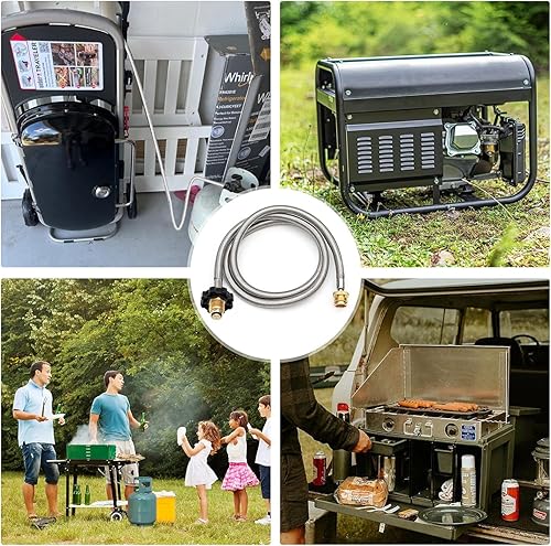 Miniatura 7 de Adaptador de manguera de propano POL de 12 pies, convertidor de 1 libra a 20 libras, convertidor de adaptador de tanque de propano para calentador