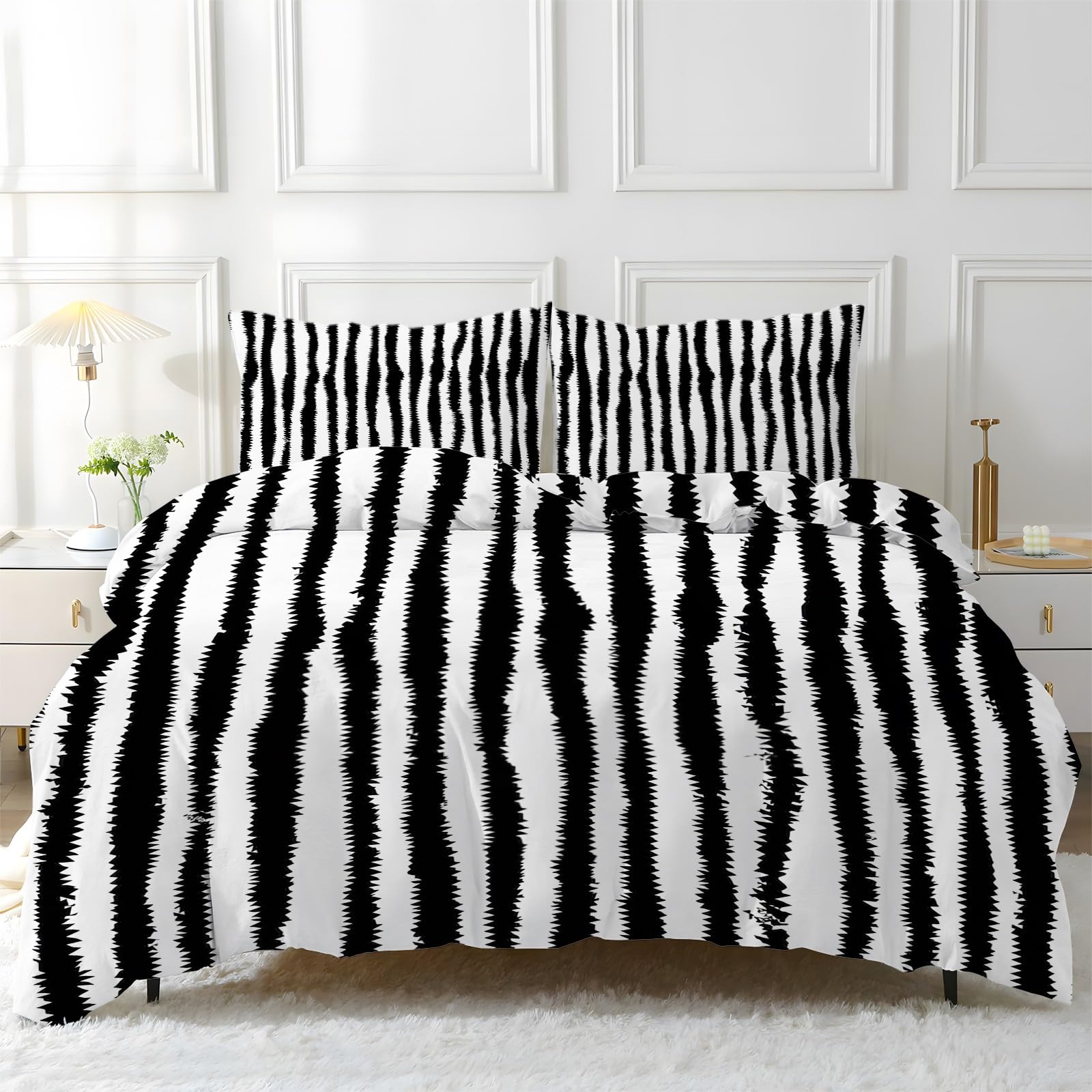 Housse de couette 200x200 art abstrait moderne avec 2 taies d'oreiller en microfibre pour lit 2 places