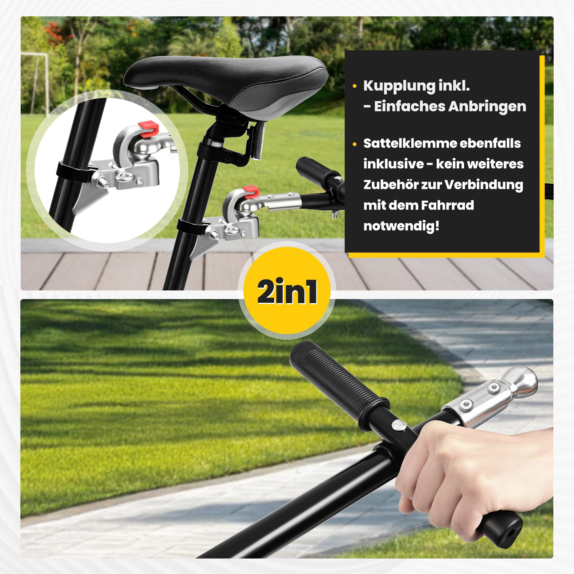 SAMAX Lastenanhänger Fahrradanhänger 90 Liter 80 Kg mit Kupplung Schutzplane und Verbindungsschelle - Transportanhänger Fahrrad Anhänger Handwagen mit Kunststoffwanne in Schwarz - Mountain