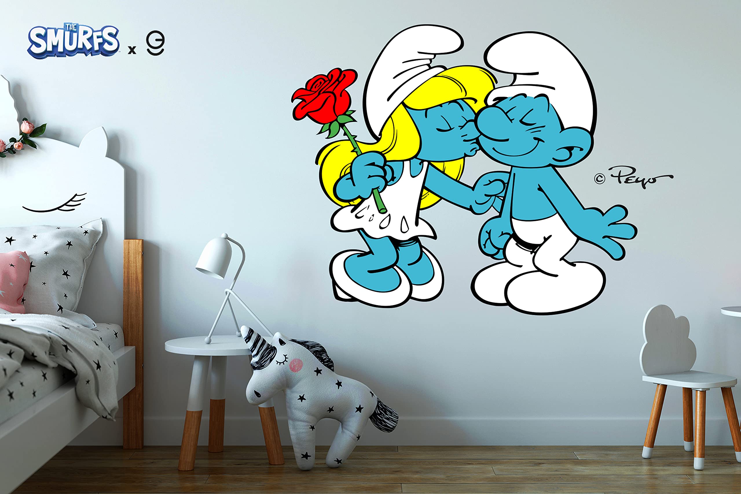 The Smurfs Smurfette Kiss Smurfette Kisses Smurf Coloring Page