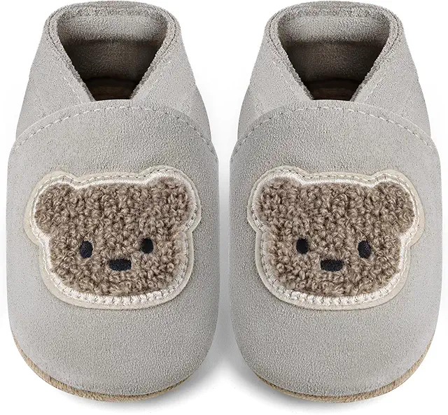 Chausson Bébé Garçon en Cuir Souple Antidérapant - Premiers Pas