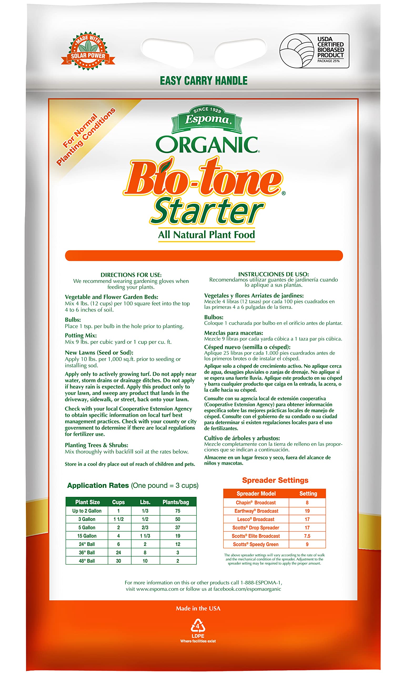 Organic bio-tone Starter – Fertilizante para plantas – 25 libra