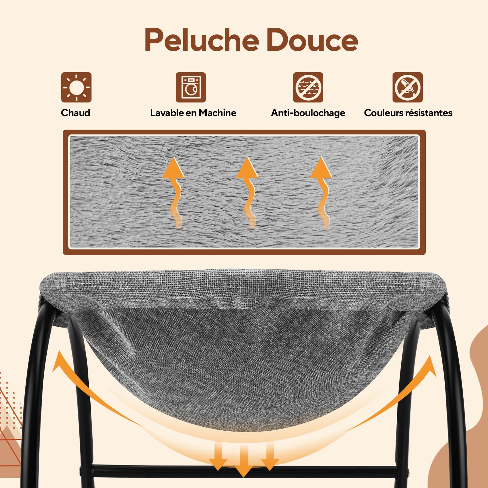 LIFLIX Hamac d'extérieur surélevé pour Chat avec Peluche Amovible et Lavable, hamac Debout pour l'intérieur et l'extérieur (Gris)
