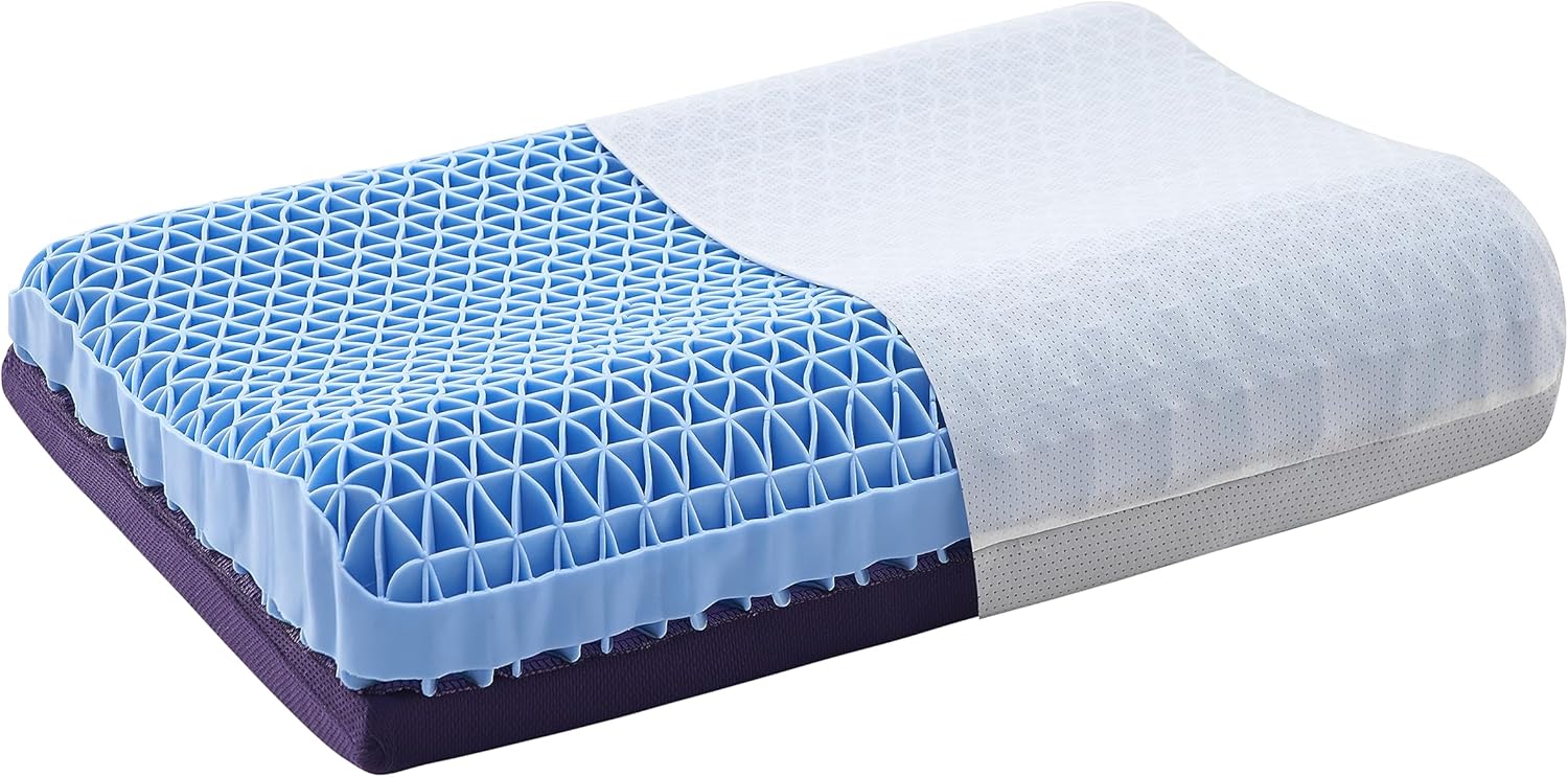 Berklan Pillow for Sleeping with Adjustable Booster 100% Elastic Grid Ergonomic Supportive Neck Oversized Pillow for Hot Sleepers Grid Adjustable Pillow