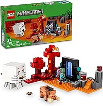 LEGO Minecraft El Set de Aventura de Ambush en el Portal del Nether, Juguetes de Construcción para Niños con Figuras de Acción de Minecraft y Escenas de Batalla, Juguetes Minecraft para Niños, Niñas y Jugadores de 8 años en adelante, 21255