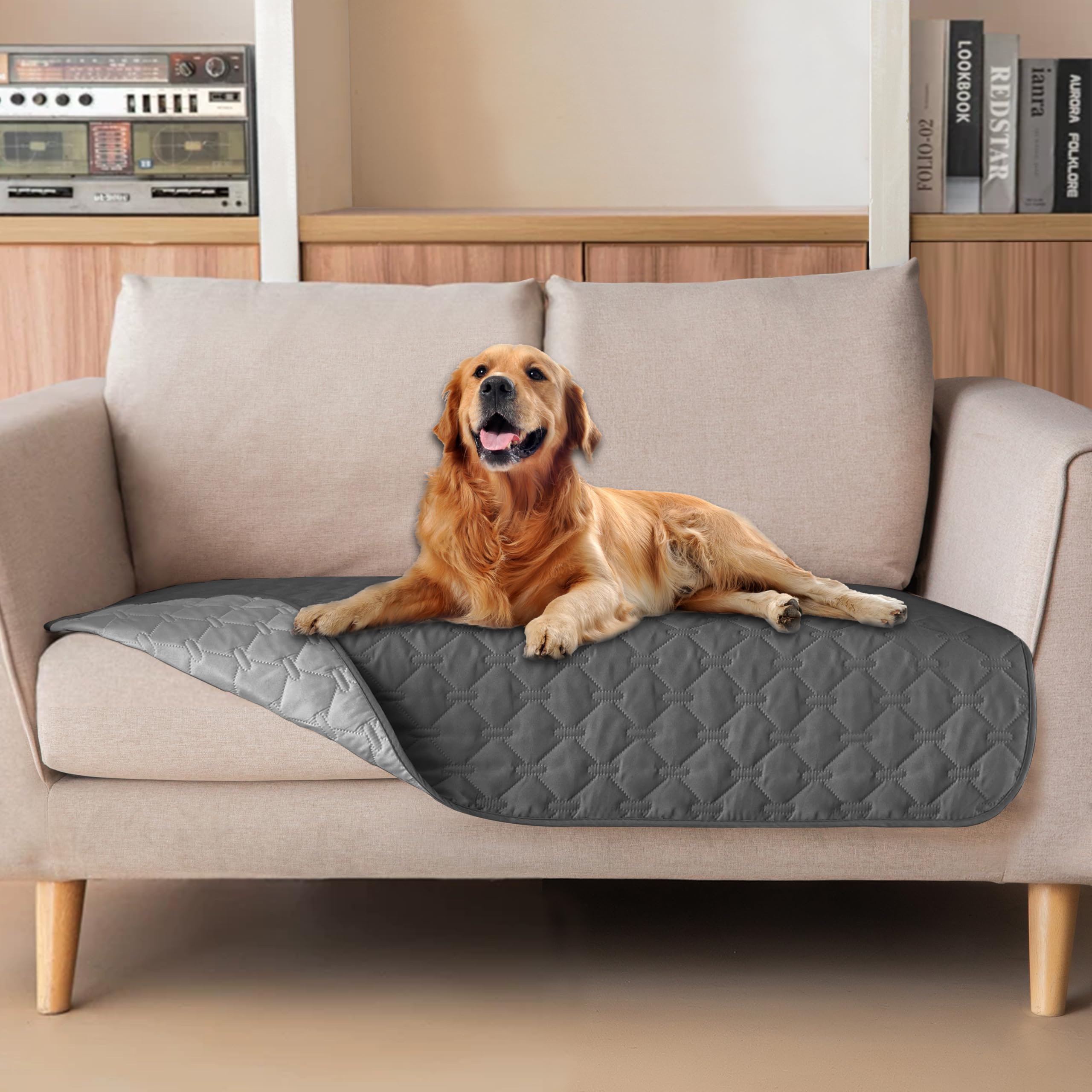 gogobunny Waterproof Loveseat Cover, Reversible Dog Cat Blanket for Couch