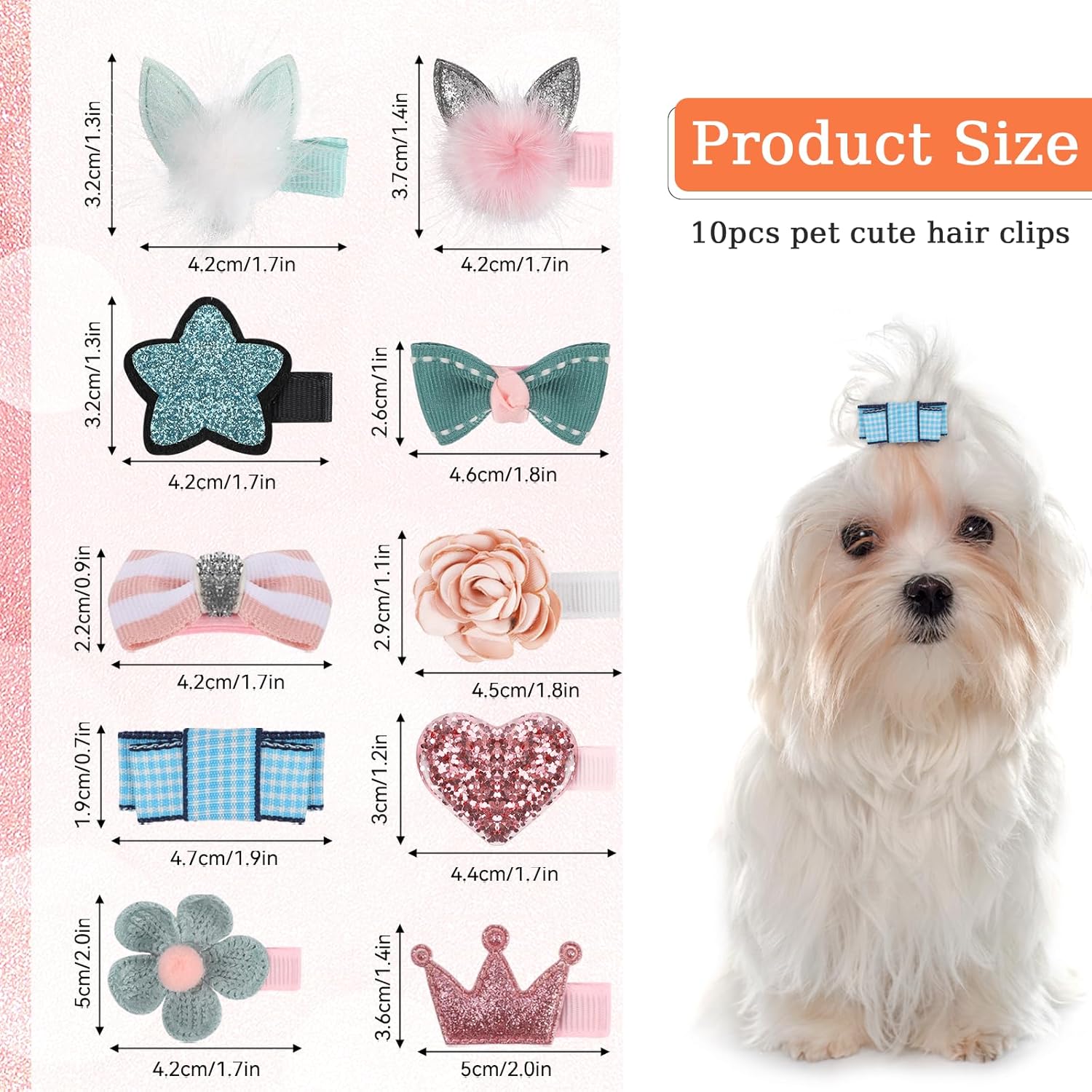 10 Pcs Small Dog Hair Clips Dog Hair Bows Puppy Hair Pins Pet Hair Accessories Puppy Crown Accessories 3