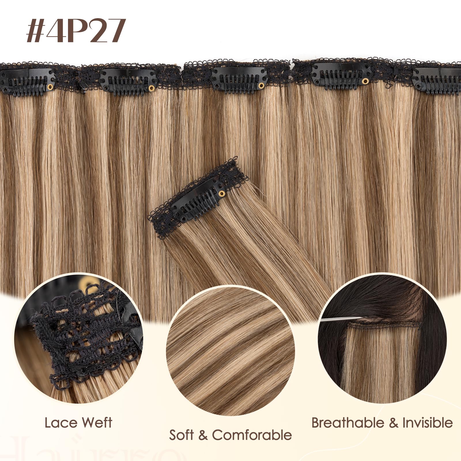 Hairro 6PCS 6 Clips In Short Hair Extensions Remy Real Human Hair Clip Ins Mini Clip On Hairpin Hairpieces For Women 31g 10 Inch #4P27 Medium Brown&Dark Blonde