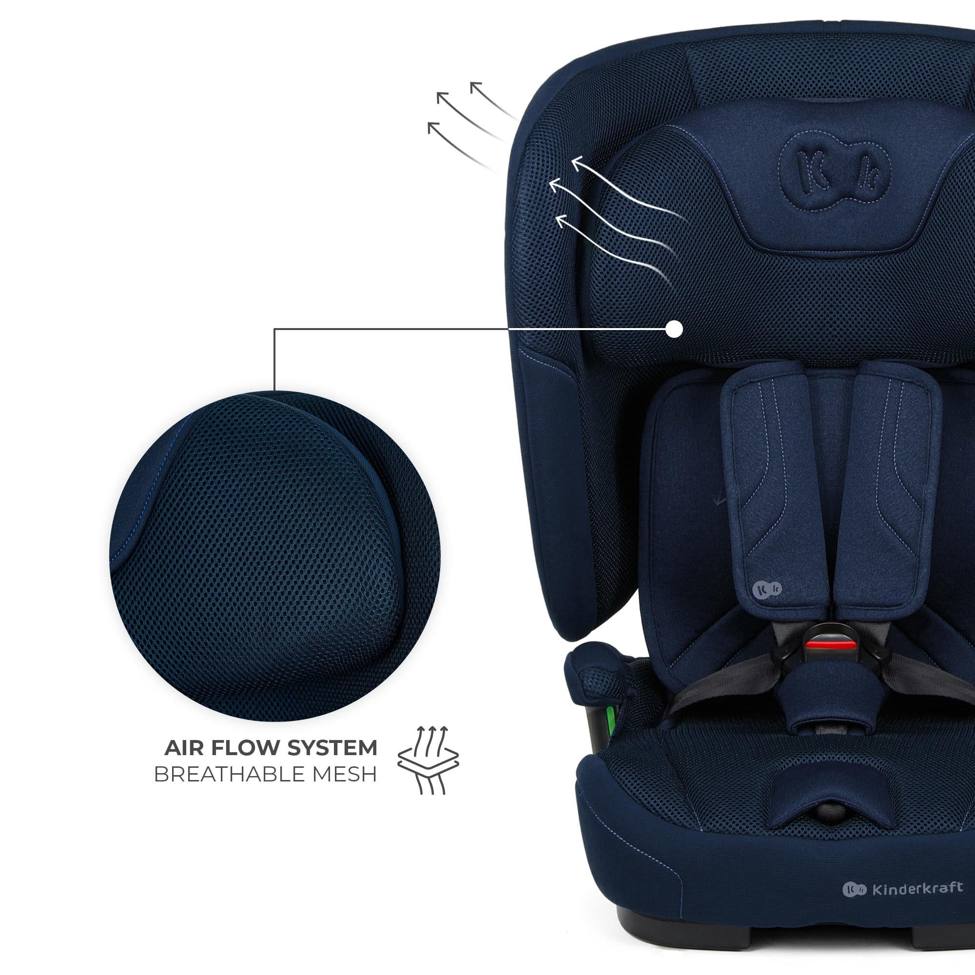 Kinderkraft FIX2GO fotelik dziecięcy i-Size, 76-150 cm, ISOFIX, Top Tether, czujnik saferide, do ok. 12 lat, systemy bezpieczeństwa, wysokiej jakości pokrowce, fotelik dziecięcy, fotelik dziecięcy