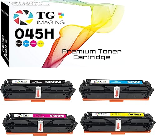 TG Imaging Paquete de 4 cartuchos de tóner compatibles 045H (alto rendimiento) para impresoras de tóner Canon 045 CRG-045H Color imageCLASS MF634Cdw