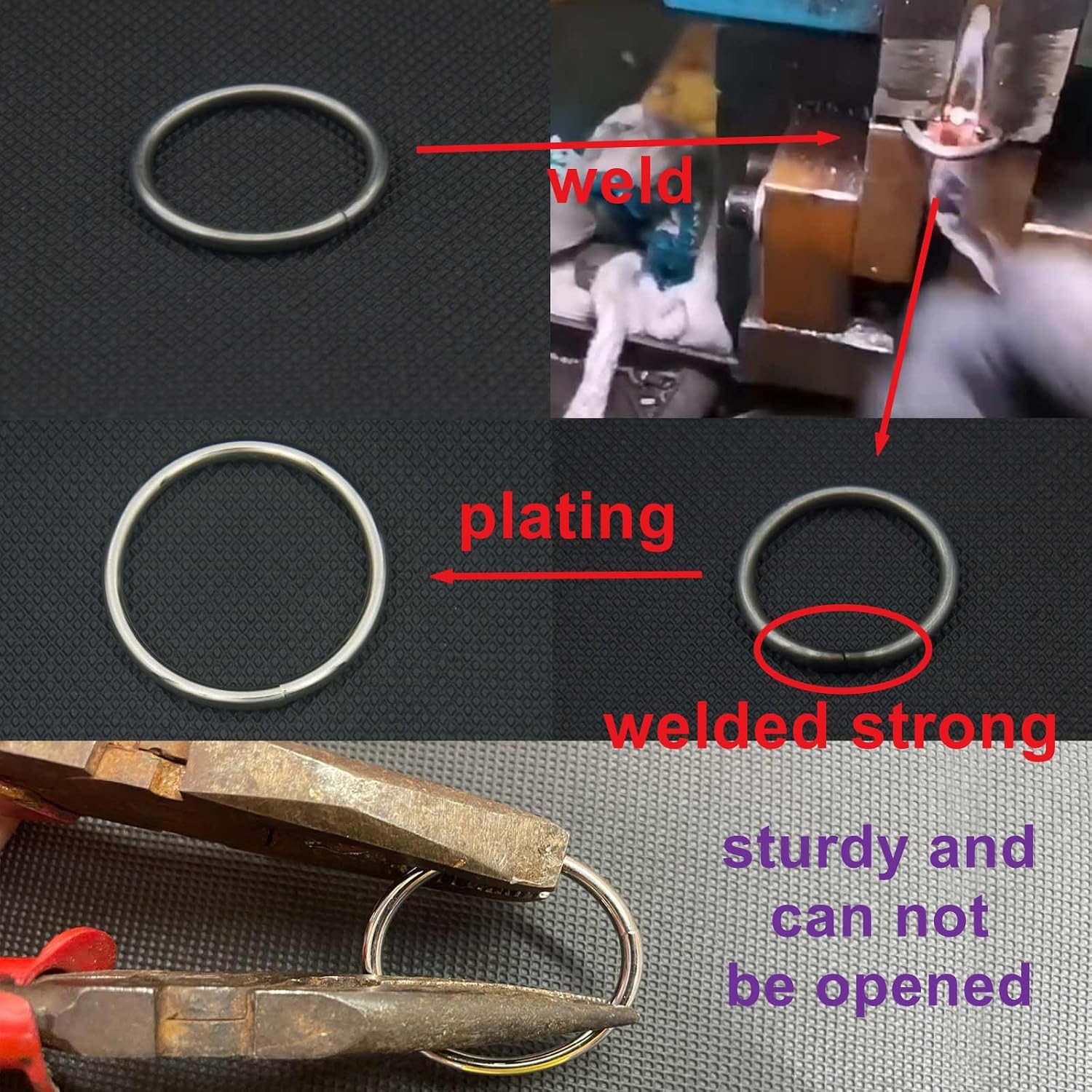 40pcs 4 Sizes O Rings Welded Strong Metal Heavy Duty Round Ring for Pet Collars Buckle Belts Strap Webbing Sewing