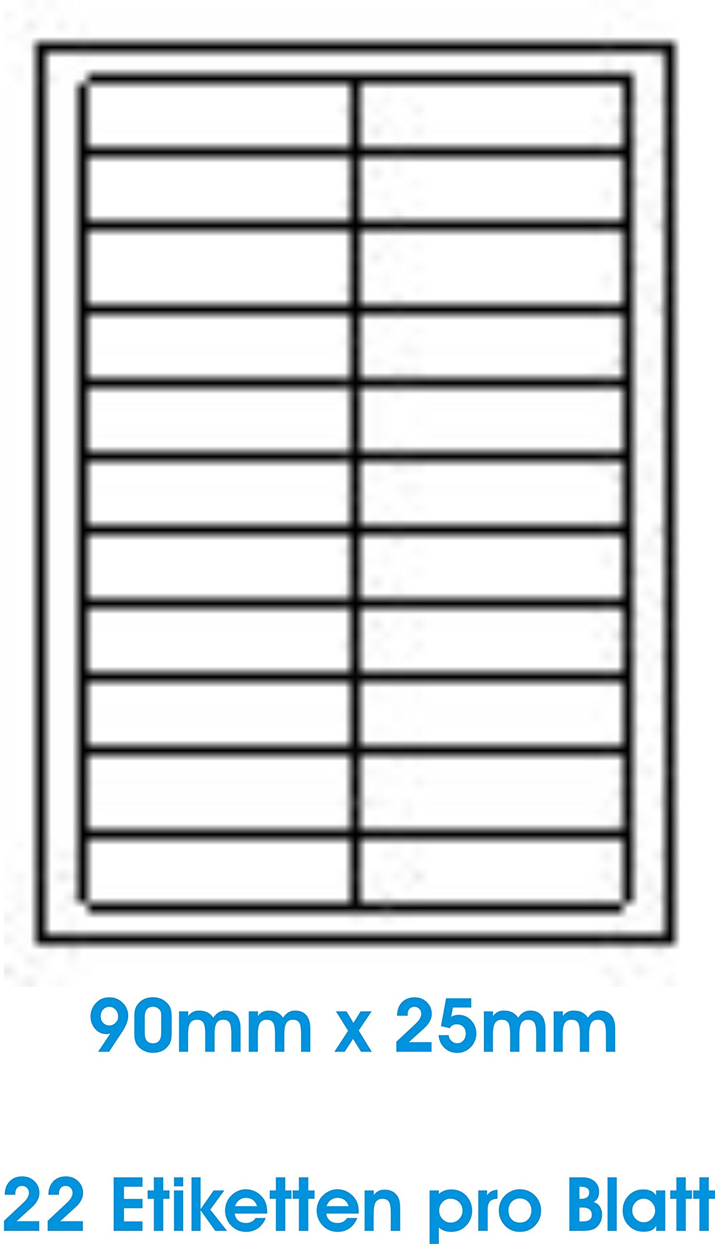 étiquettes autocollantes Blanches Finition Brillante Différents formats. 50 feuilles de format DIN A4, 180 g/m² convenant uniquement aux imprimantes jet d’encre (imprimantes jet d’encre) 90,0x25,0