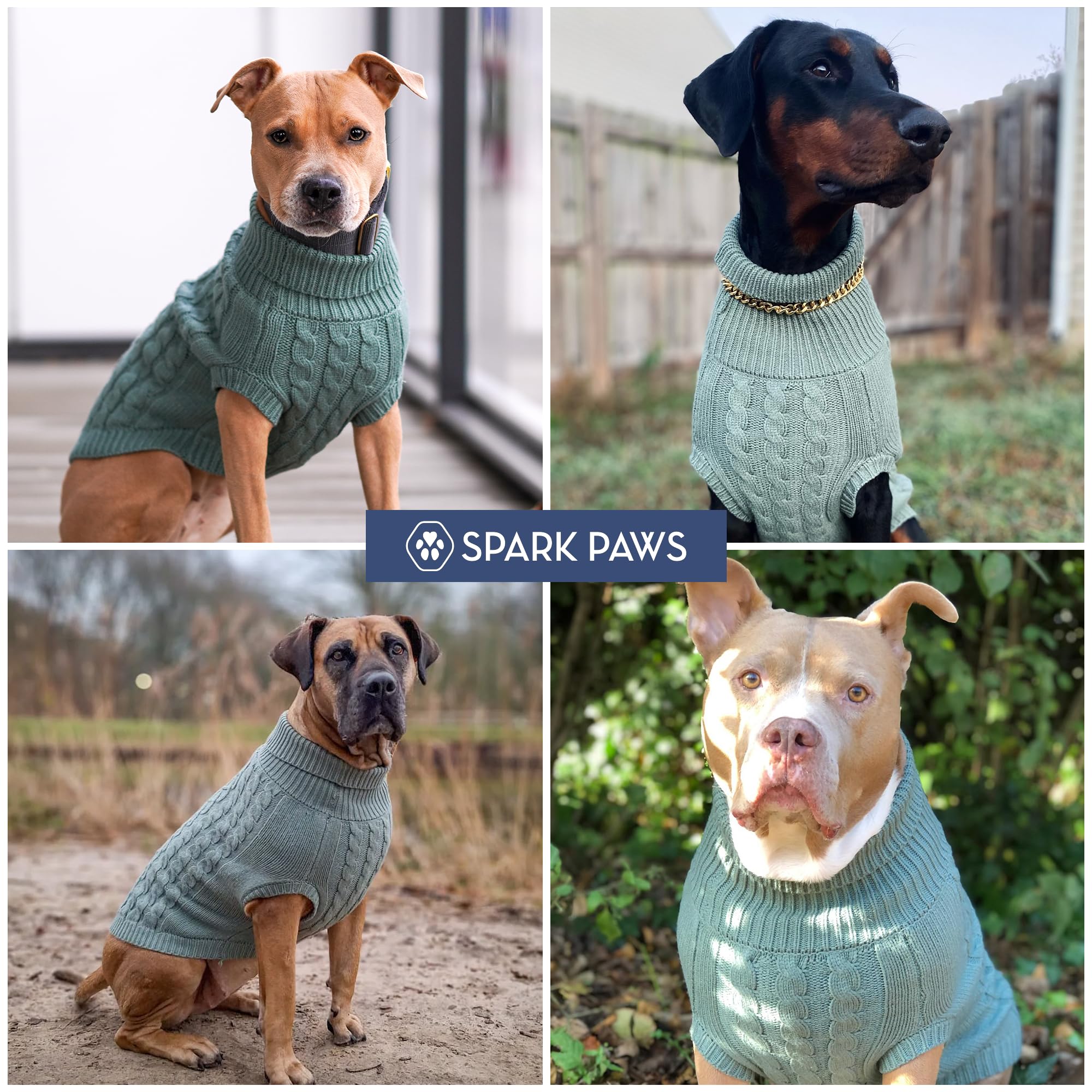Spark Paws Pull en tricot pour chien - Pull d'hiver ultra doux et chaud pour chien | Pull extensible pour chiens de petite, moyenne et grande taille, bouledogue français, pitbull, pour filles et garçons