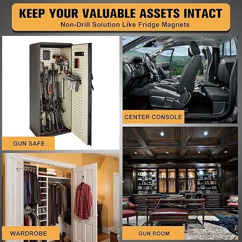 Miniatura 9 de WarBull Imán de pistola con adhesivos 3M, revestimiento de goma nominal de 55 libras, soporte magnético para pistola sin perforación para pistola de