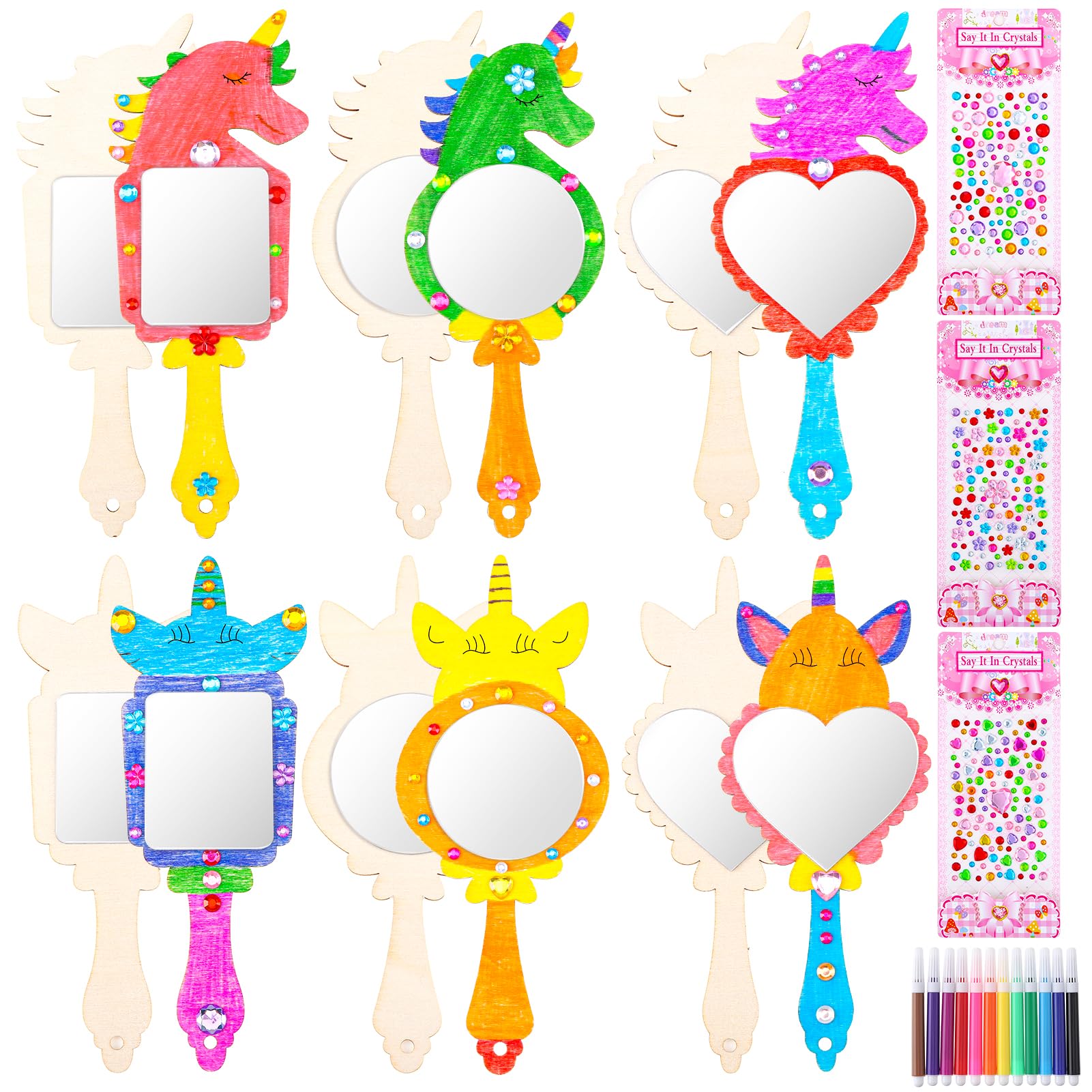 Einhorn Holzspiegel Zum Bemalen - Kreativ-Set Für Kindergeburtstage!