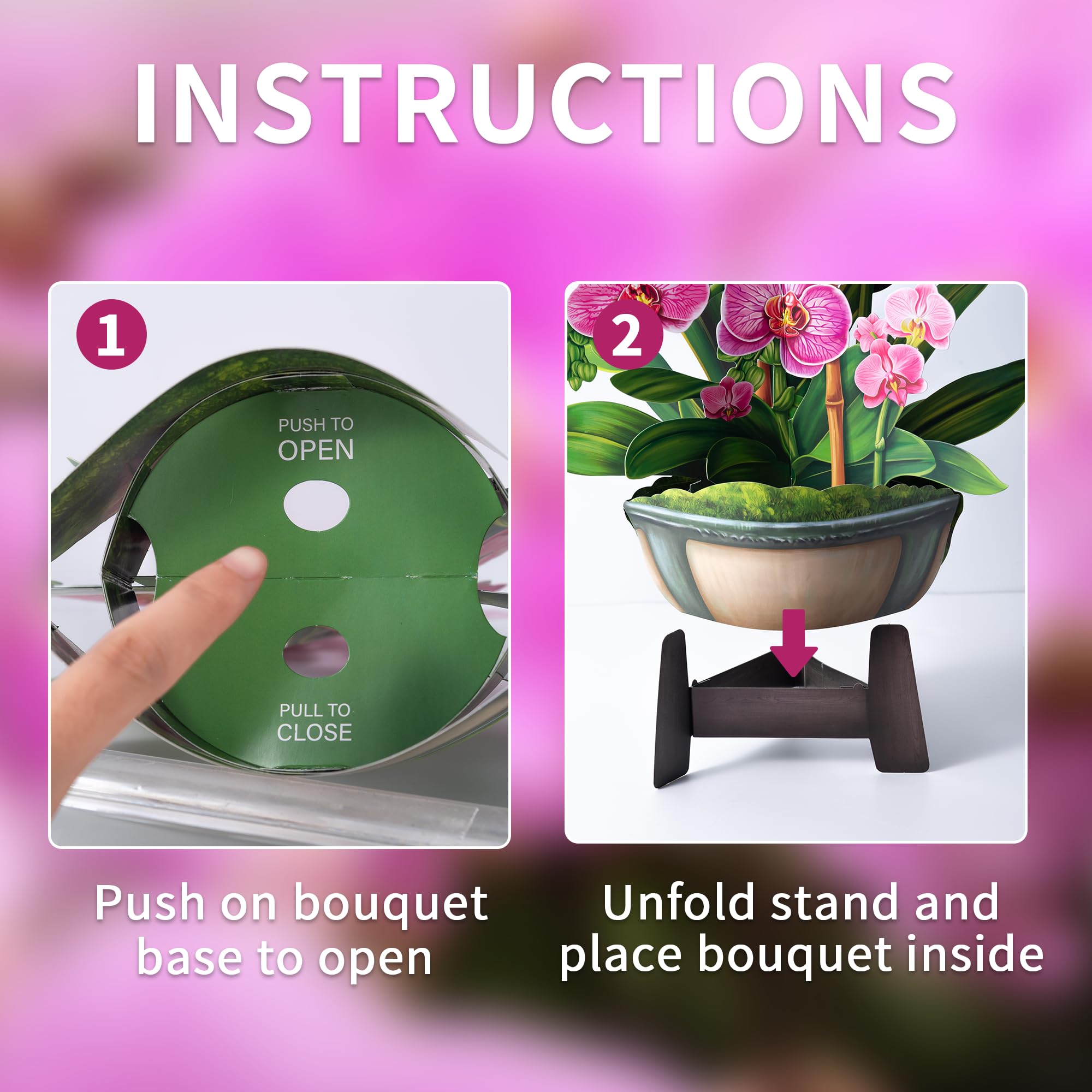 Airpark Pop-Up-Blumenstrauß-Karte für Frauen, 3D-Blumengrußkarte mit Umschlag und Notiz, Geburtstag, Dankeschön, Thinking of You Get Well Geschenk für Mutter, Freundin, Ehefrau, Lehrer, Orchidee