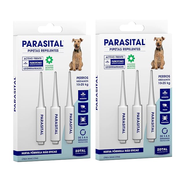 Zotal Parasital - Pack 2 Blíster de 3 Pipetas (6 en Total) Antiparasitarias para Perros Medianos (10-25 kg)