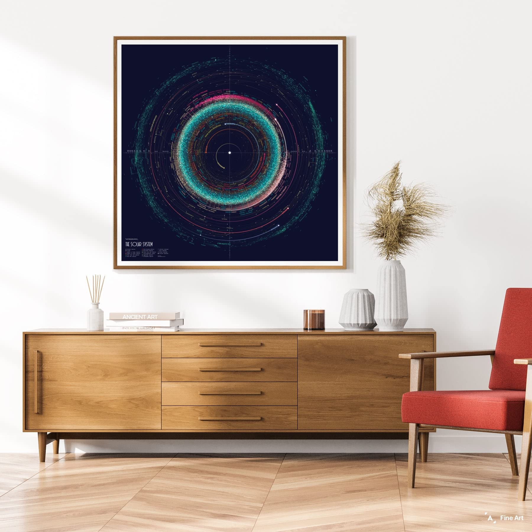 Astrography Posters - An Orbit Map of the Solar System - Wandkunst Weltraum Deko für Büro, Wohnzimmer, Schlafzimmer - NASA und Astronomie thematische Geschenke (fine, 61 x 61 cm)