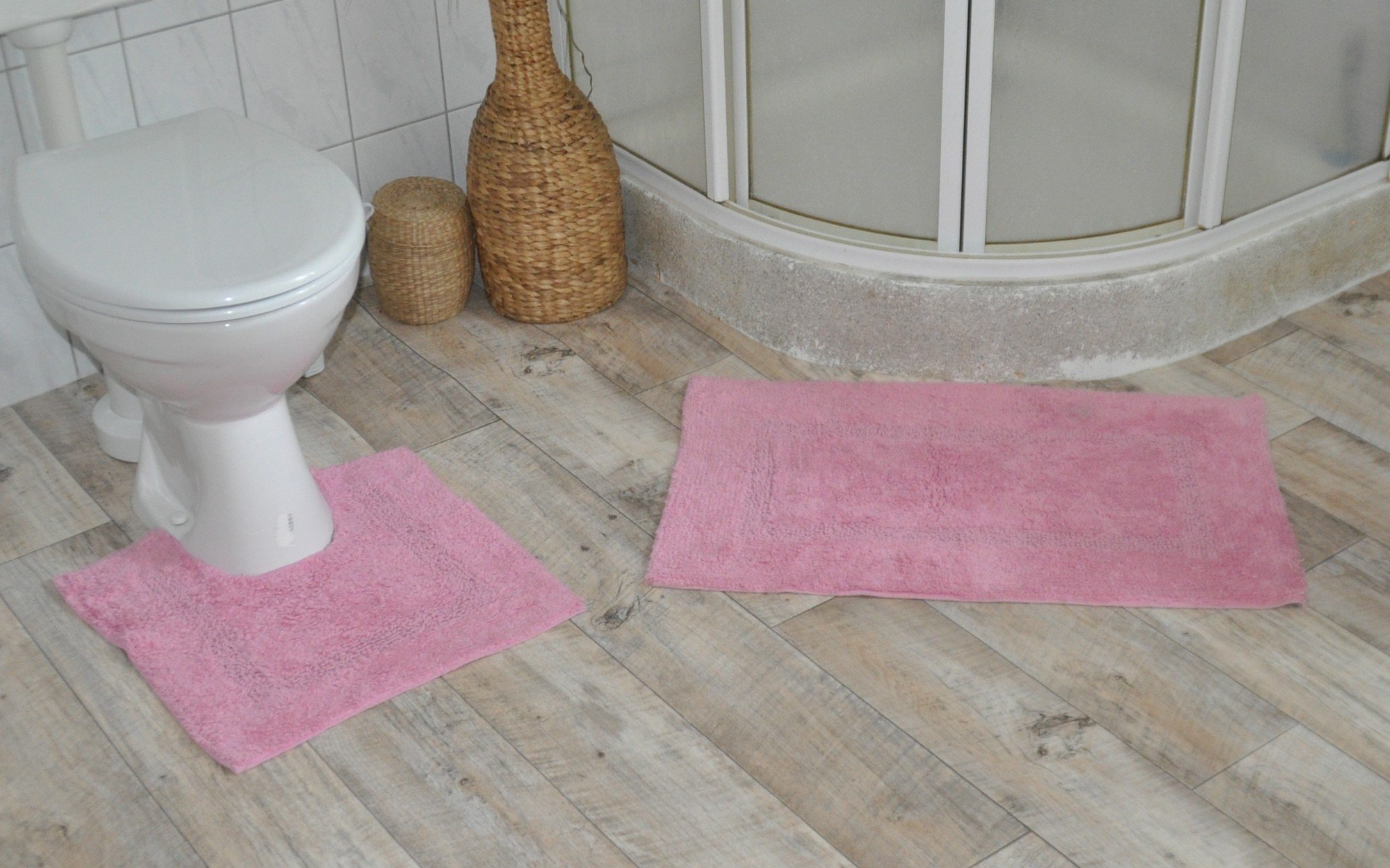 Badgarnitur 2-teilig Badematte Badläufer Creme WC Garnitur Badezimmer Set