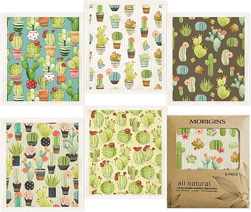 Morigins Paños de cocina suecos al por mayor Paquete de 6 paños de cocina reutilizables compostables, paños de esponja de celulosa, juego de Morigins Paños de cocina suecos al por mayor Paquete de 6 paños de cocina reutilizables compostables, paños de esponja de celulosa, juego de