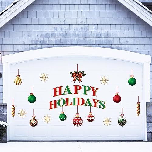 Vista 167 de 90shine 32 imanes navideños para decoración de puerta de garaje, bola de Navidad, refrigerador y cocina (rojo, verde, dorado)