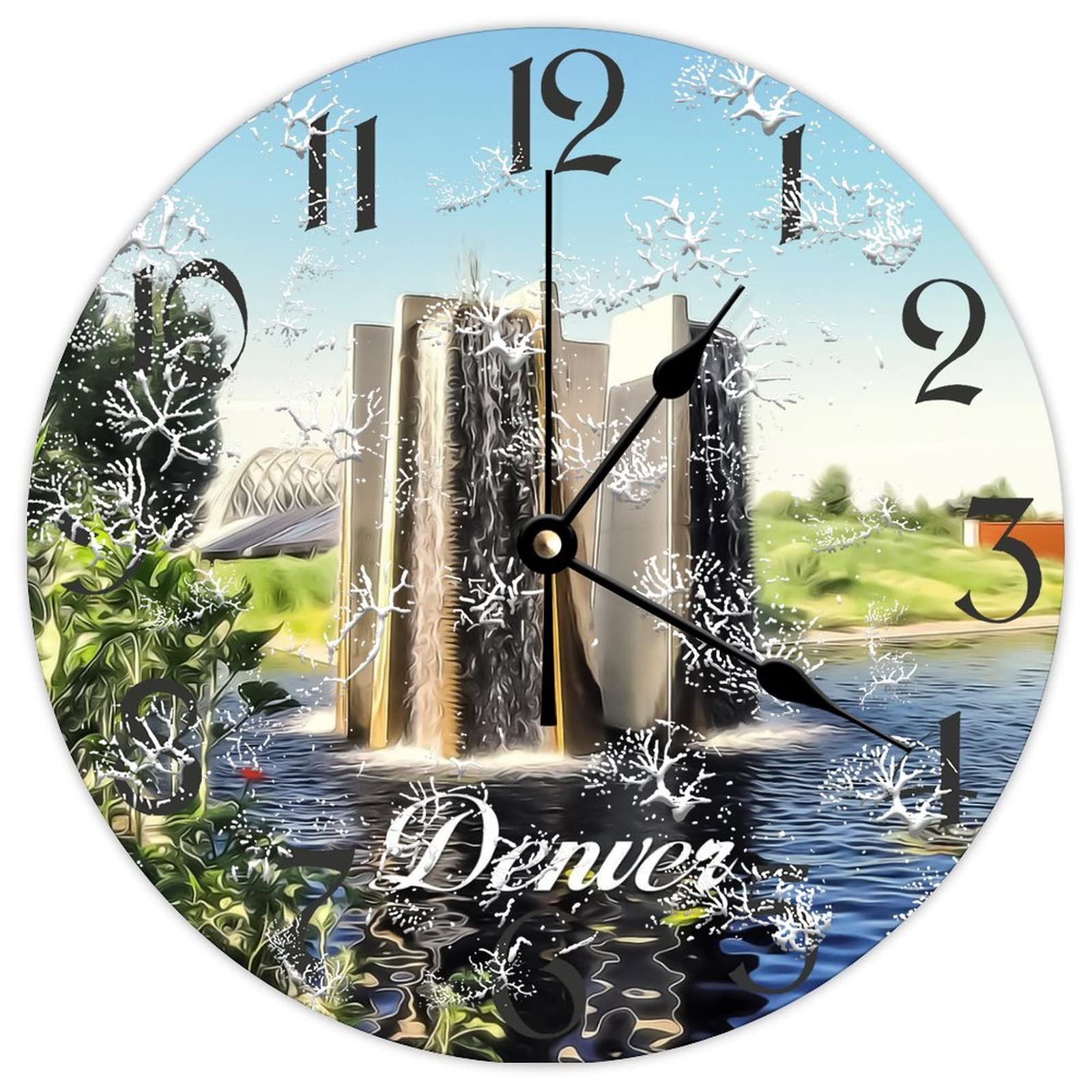Horloge murale ronde en bois Denver City de 38 cm avec mécanisme de qualité à quartz