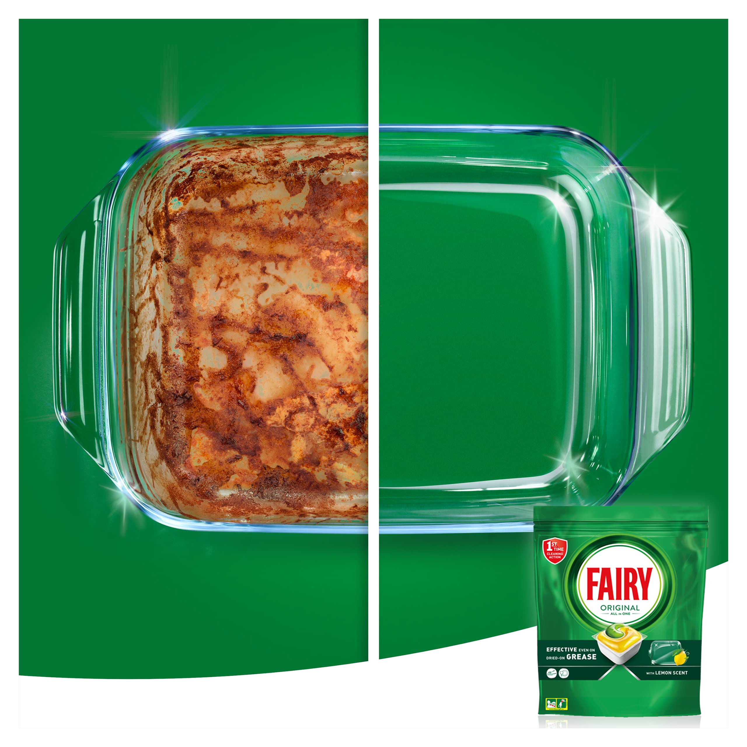 Fairy Original All in One Geschirrspültabs, Zitrone, 125 Kapseln, effektiv auch bei eingetrocknetem Fett