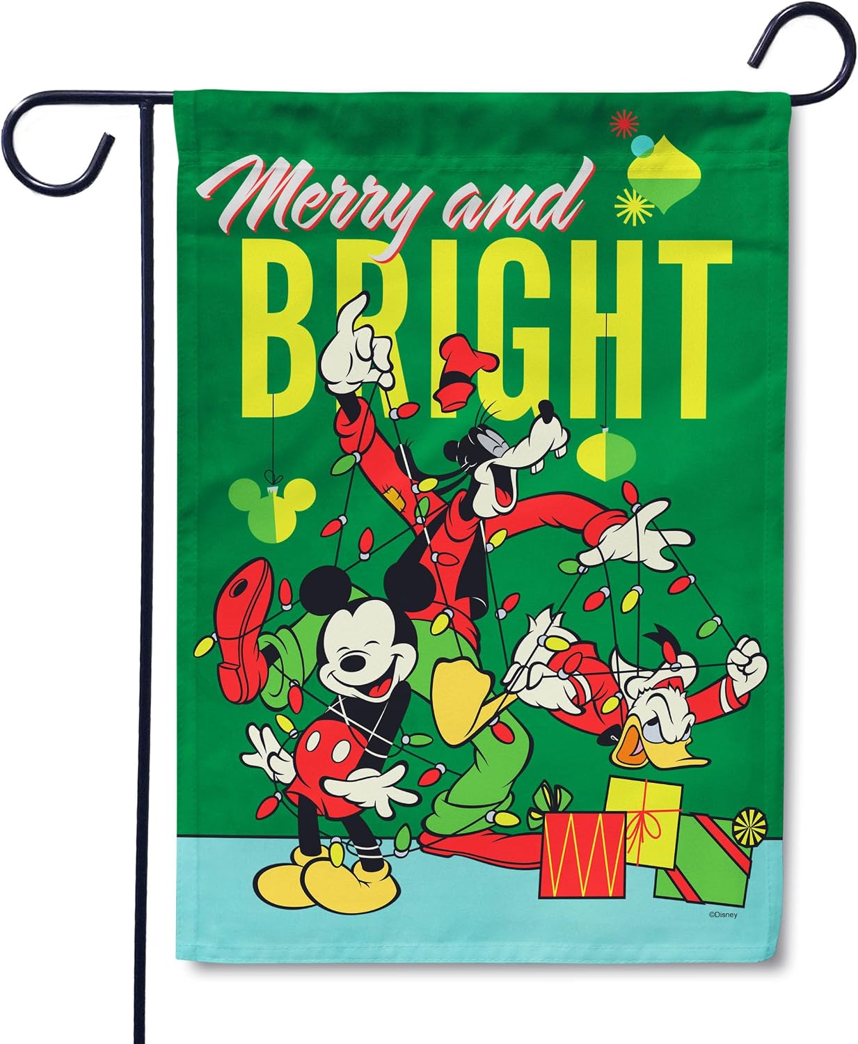 Flagology, Merry and Bright Mickey and Pals Garden Flag 12" x 18", Outdoor Flag, Christmas Outdoor Decor, Officially Licensed Disney Christmas