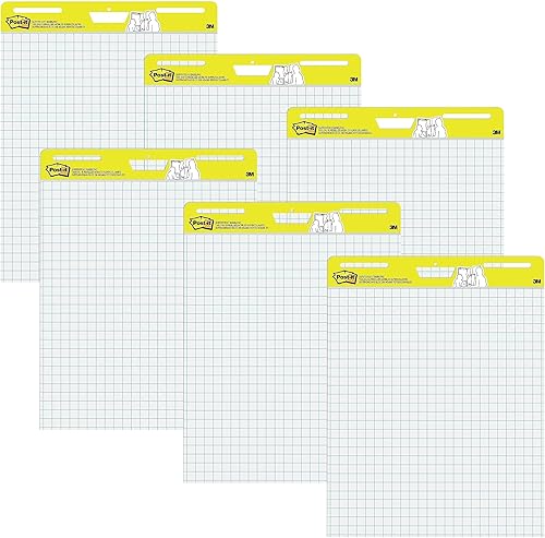 Post-it 24343771 - Almohadilla de caballete súper pegajosa de 25 x 30 pulgadas, color blanco con rejilla, 30 hojasbloc (560 VAD, 6 unidades)