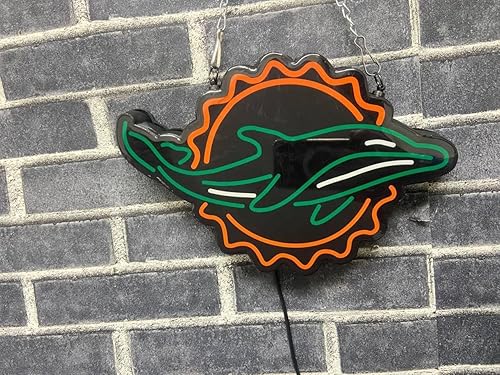 Miniatura 3 de Queen Sense 10 "Vivid Miamis Sports Team Dolphin LED Sign Light Lámpara Linda Decoración de pared de neón brillante A110MDLV2NLED