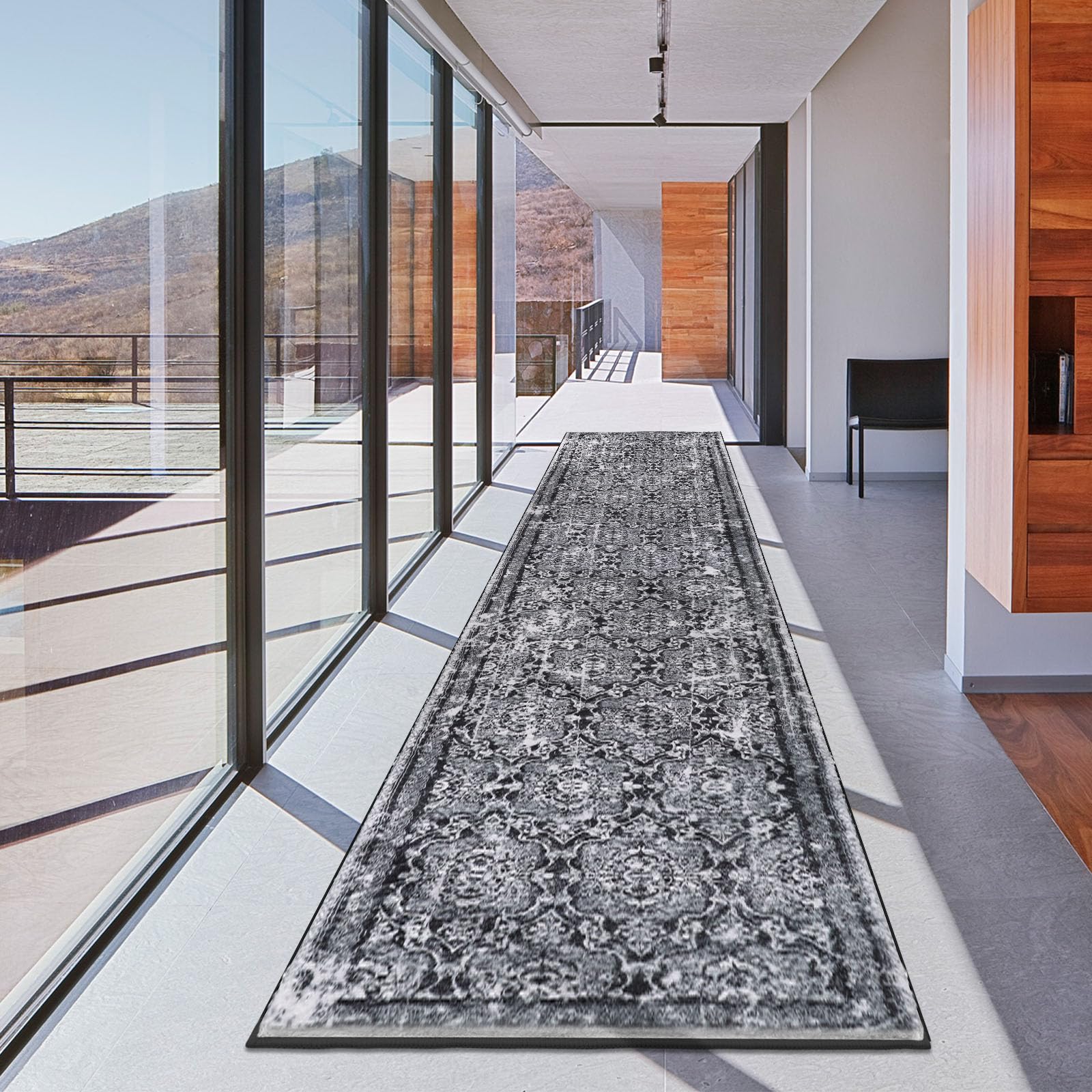 Vaukki Hallway Runner Rug, Vintage Shaggy Soft Laundry Rug Runner, Non Slip Entryway Runner Mat, Washable Farmhouse Kitchen Area Carpet for Bathroom,