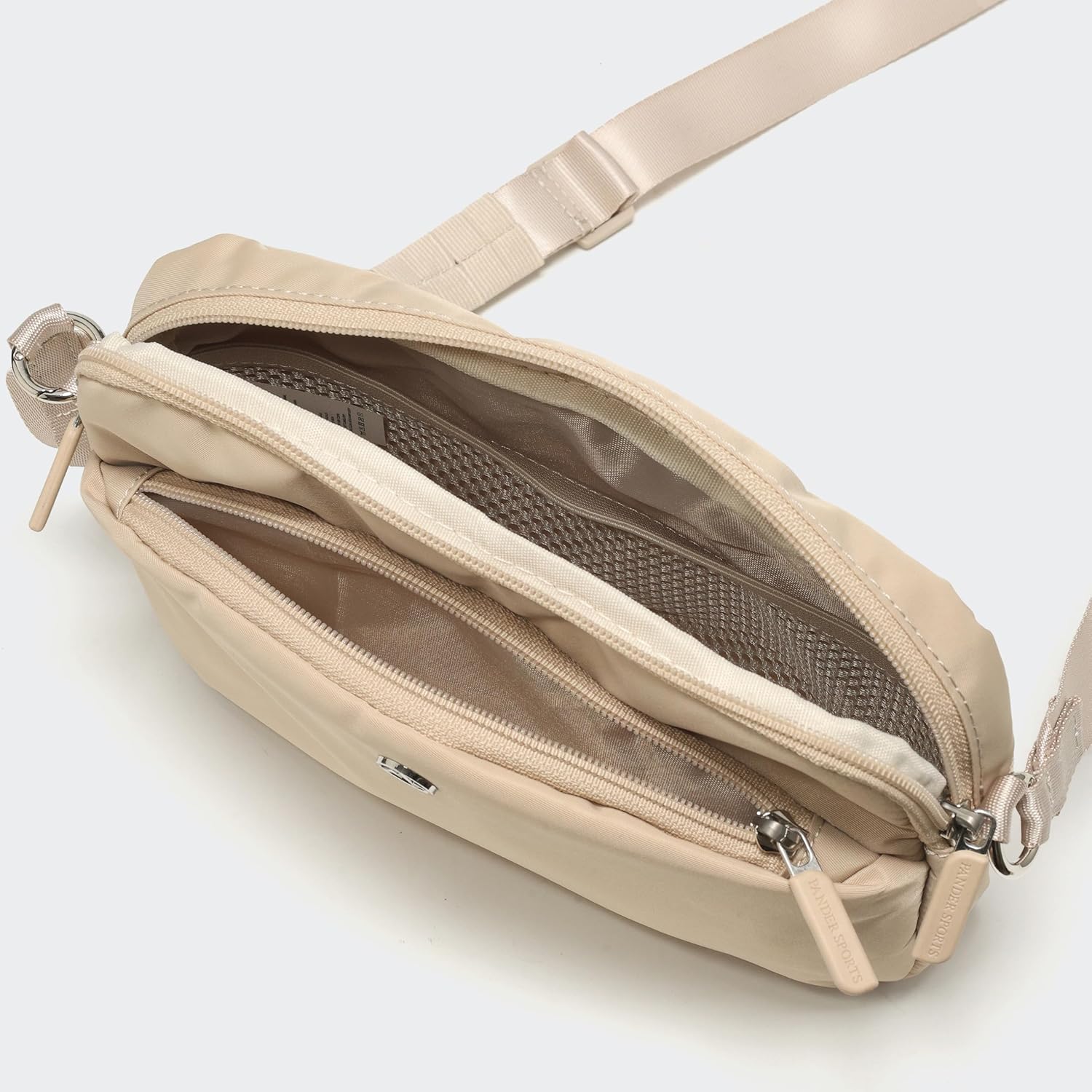 Pander Small Crossbody Bag for Women, Lightweight Nylon Everyday Purse with Adjustable Strap, Multi Pocket Water Repellent Shoulder Bag for Work Travel Errands, Raw Linen - Image 5