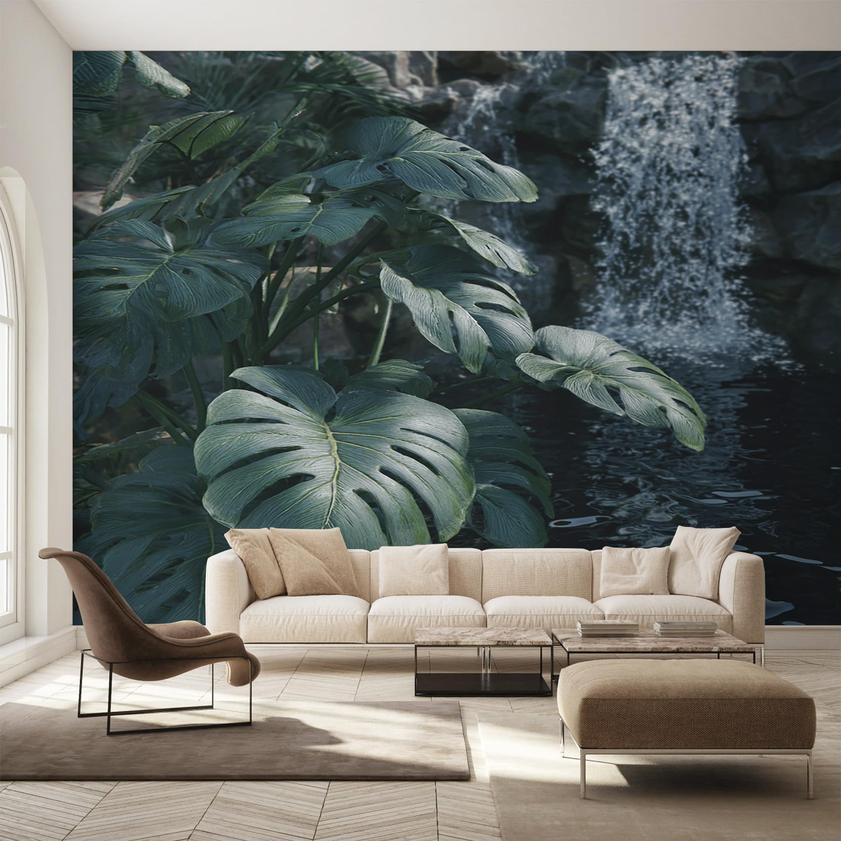 Papier peint panoramique monstera tropical fresque intissé 450x315 cm
