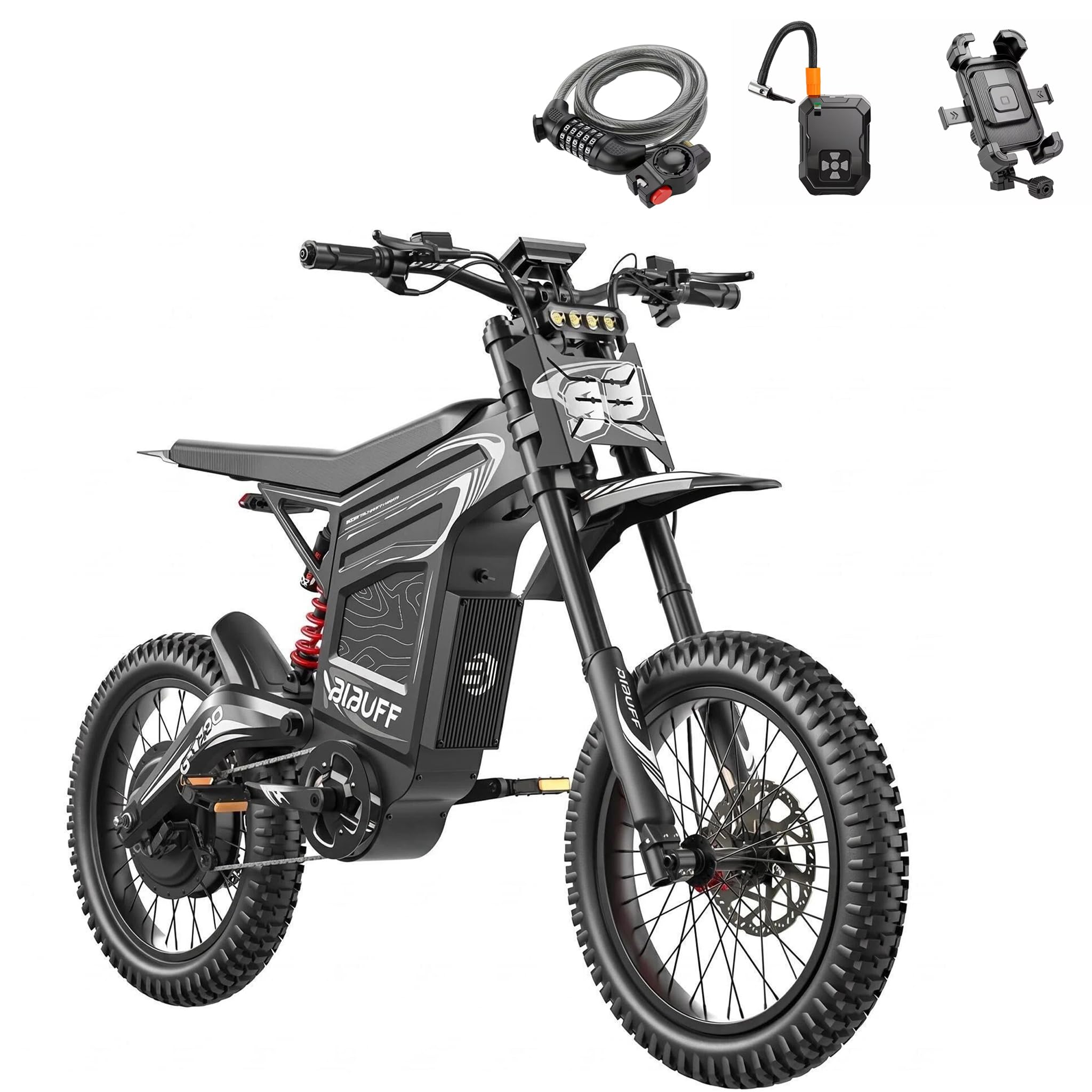GT600 Bicicleta Eléctrica para Hombre, Moto Eléctrica para Adultos con Batería de 72V 30Ah, Neumático Todo Terreno de 19" /17", Frenos Hidráulicos Motocross Eléctricos, Hasta 100 km