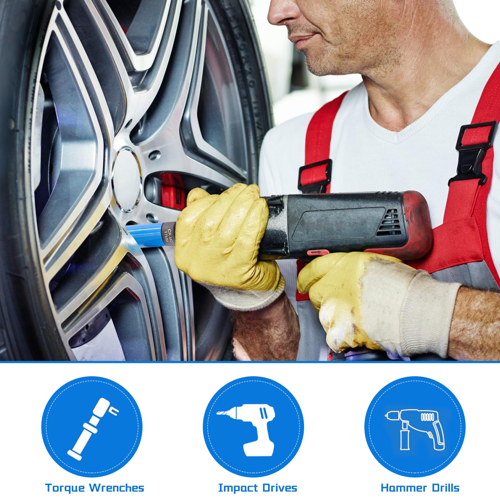 Raxfekro Avvitatore A Percussione A Denti Multipli Da 36 Mm, 12,5 Mm, CR-MO Per Una Facile Rimozione Dei Dadi Dell'asse