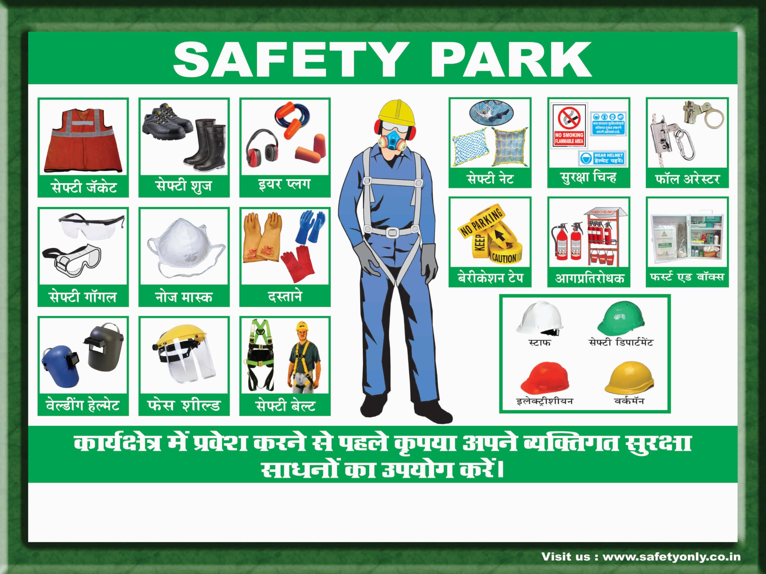 Safety Park PPE Awareness Educational Wall Art | Workplace Safety Equipments | Industrial & Factory Safety Flex Poster (5x4 Feet)-image-44