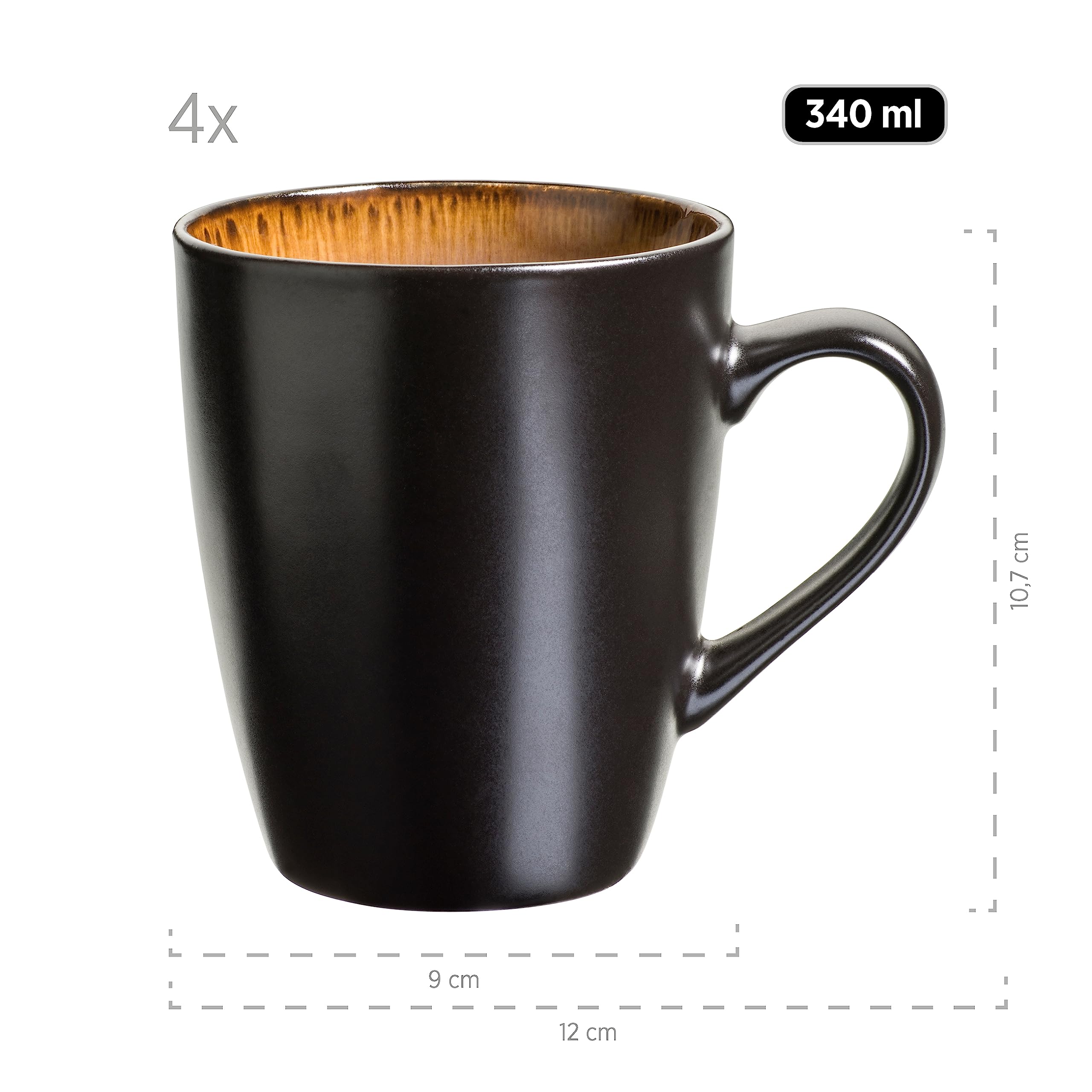 MÄSER 935133 Serie Teona - Juego De 4 Tazas De Café Con Esmalte