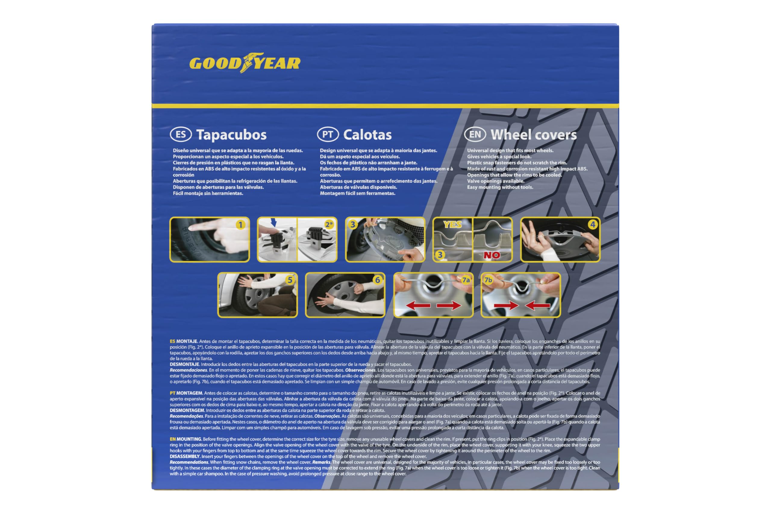 Goodyear Jeu de 4 enjoliveurs de 16 Pouces modèle Montréal Noir/Argent. Design Sportif Qui s'harmonise Bien avec l'extérieur du véhicule. Construction Robuste et Durable.