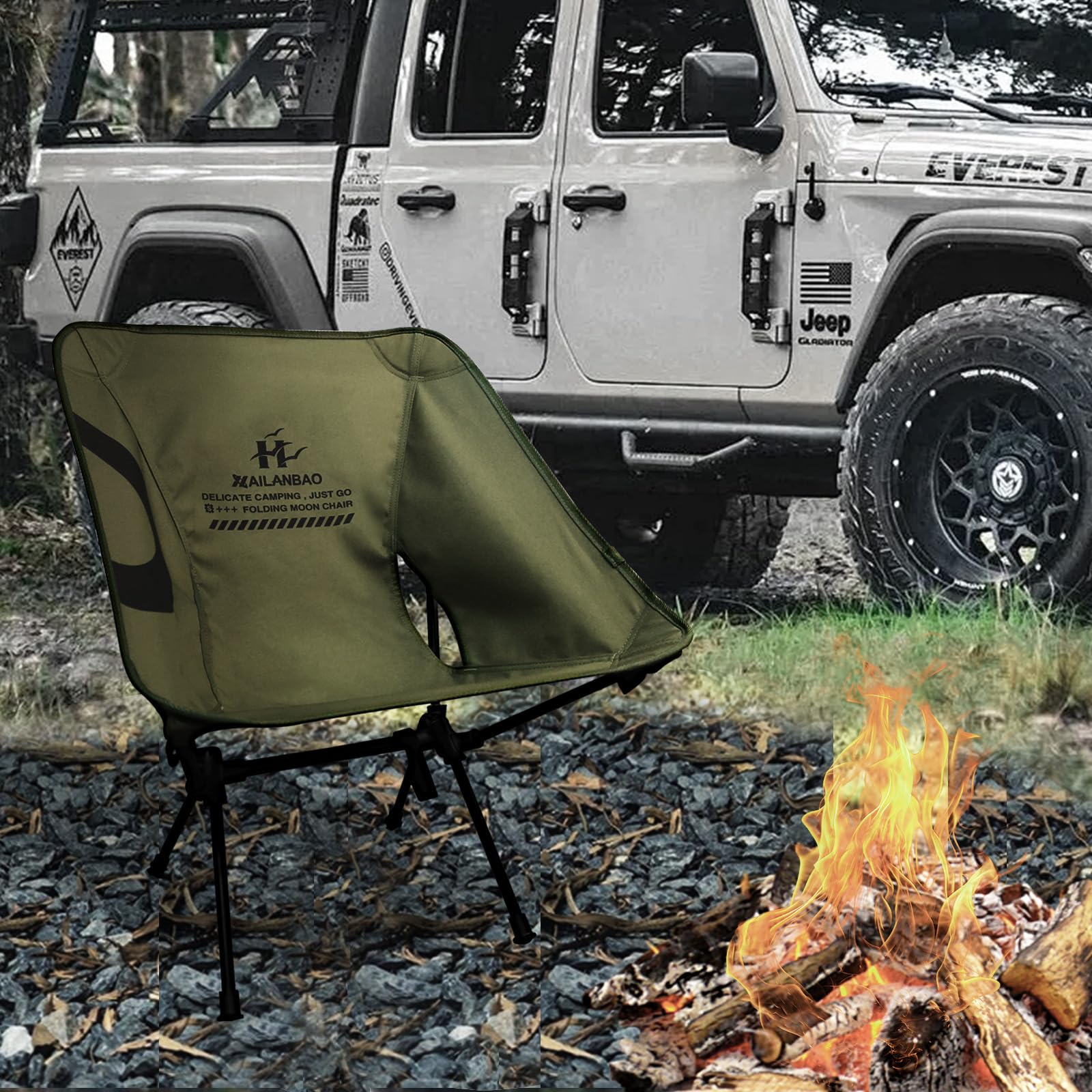 hailanbao Lightweight Folding Camping Chair for Adults, Heavy Duty 330lbs Capacity Compact Backpacking Hiking Chair – Portable Durable Outdoor Chair with Ergonomic Support