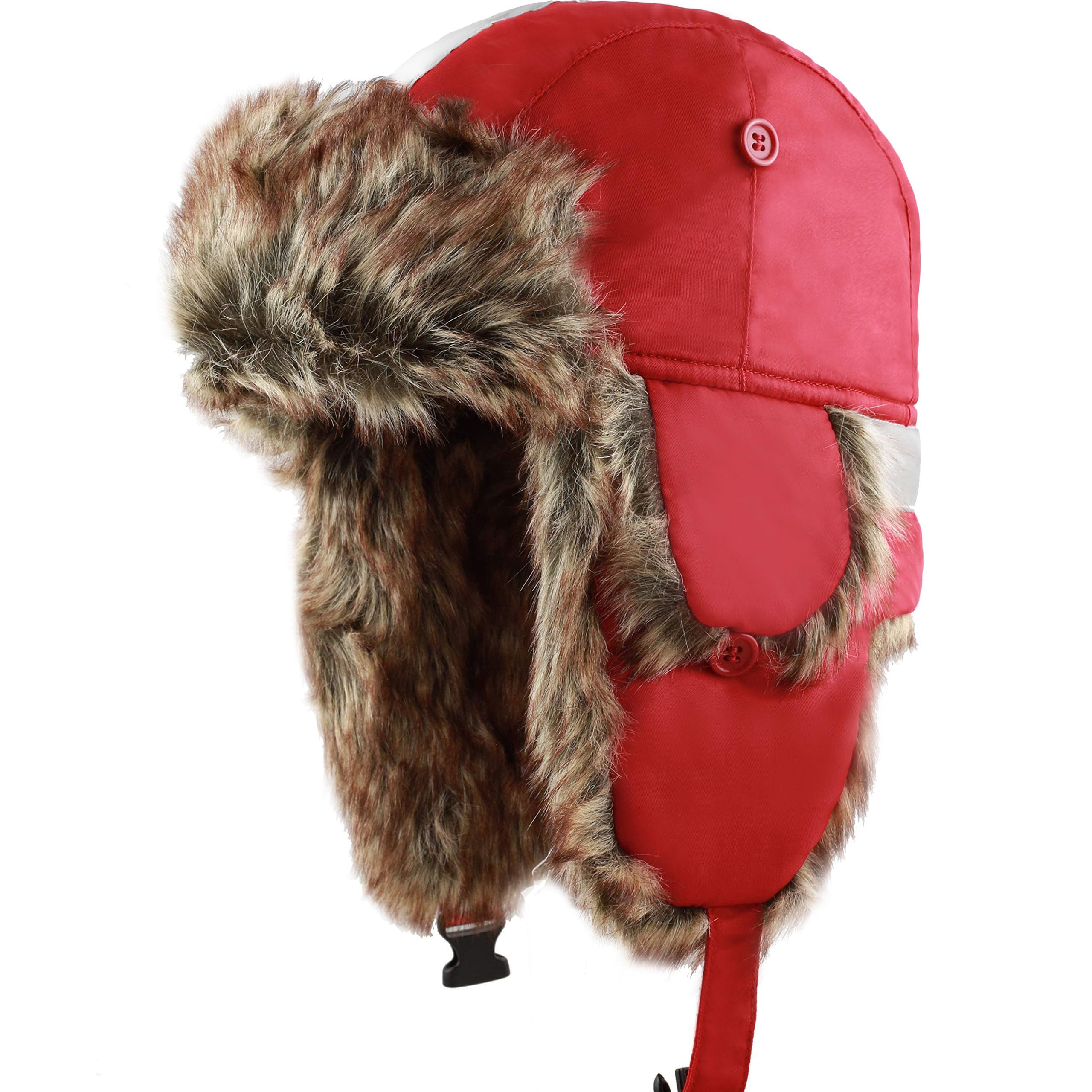 The Hat Depot Trapper Hat for Men and Women, Winter Faux Fur Hat with Ear Flaps, Windproof Warm Snow Cap
