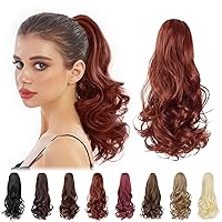 Vista 1 de Extensión de cola de caballo, extensiones de cabello largo y rizado de 16 pulgadas, extensión de cabello sintético de aspecto natural para mujer