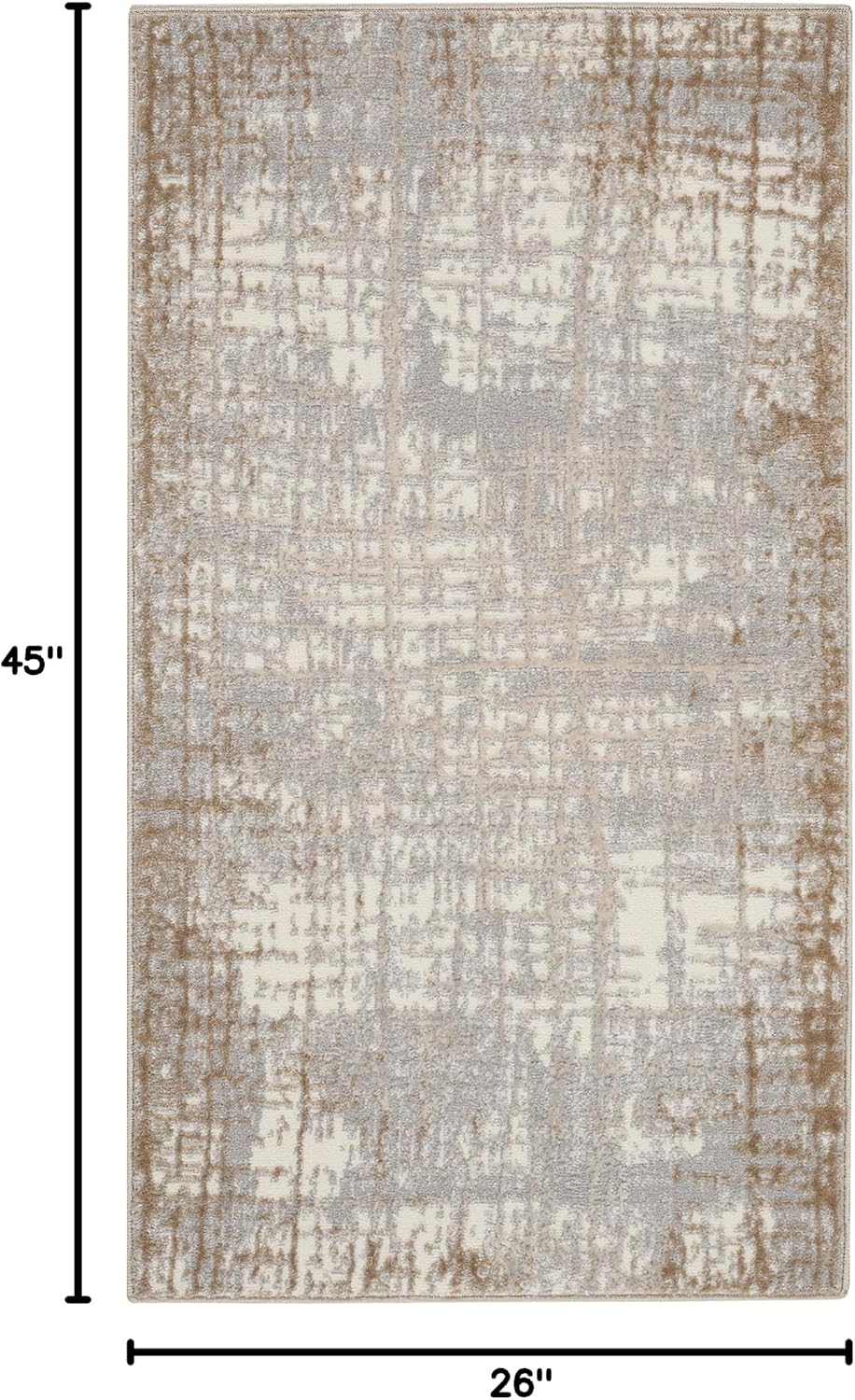 Calvin Klein Rush Ivory/Taupe 2'2" x 3'9" Area Rug, Modern, Abstract, Easy Cleaning, Non Shedding, Bed Room, Living Room, Dining Room, Kitchen (2' x 4')