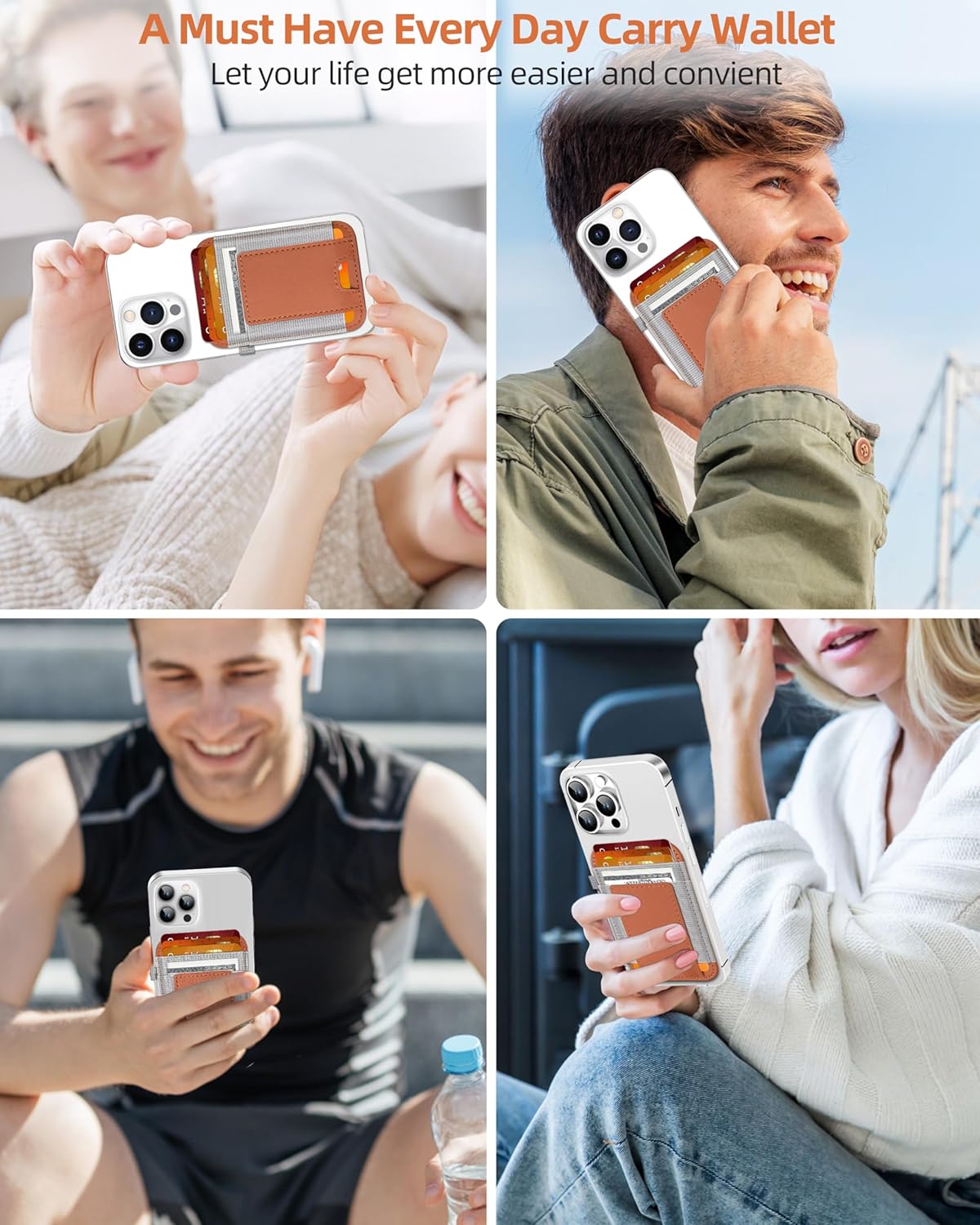 ExtreLife For Magsafe Wallet, Stronger Magnetic Wallet for iPhone 17/16/15/14/13/12 Series, Magnetic Card Holder with 2 Card Slots, Vegan Leather, Max 7 Cards, Slim, Brown - Image 8