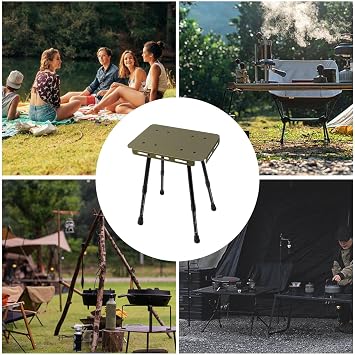 Folding Camping Table Anti-Slip Adjustable Height Heavy-Duty Desk