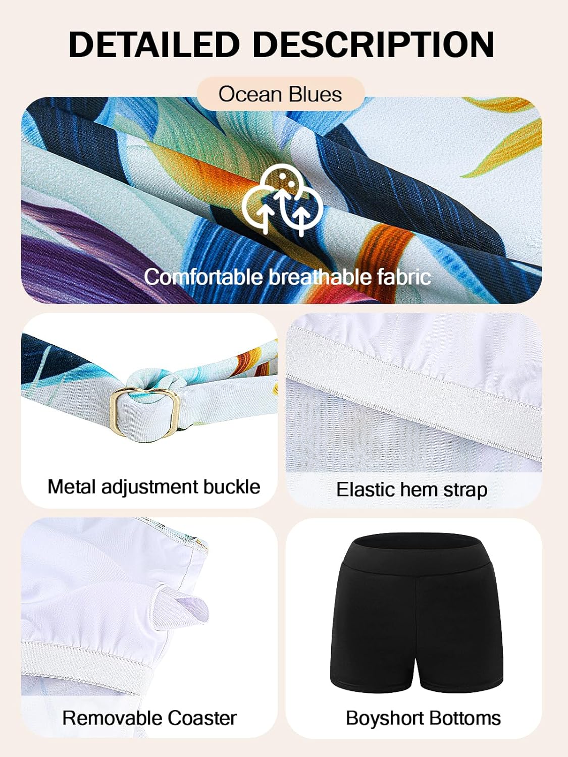 Ocean Blues Women's Tankini Swimsuits Two Piece Bathing Suits Loose Fit Tank Top with Boyshorts - Image 5