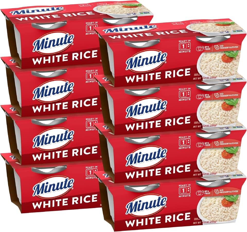 Minute Ready-to-Serve White Rice, Microwavable Rice Cups, 8.8-Ounce Cups (Pack of 8)