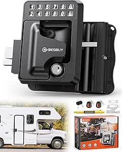 Upgraded RV Keyless Entry Door Lock, C-Level Lock Cylinder RV Door Lock Waterproof & Shockproof for Camper and Trailer, 100% Metal, Ergonomic Handle Design