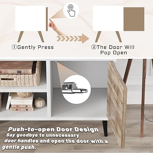 Miniatura 3 de Flamaker Soporte para TV, centro de entretenimiento de 58 pulgadas con 2 puertas y 2 armarios de almacenamiento para TV de hasta 65 pulgadas, mesa