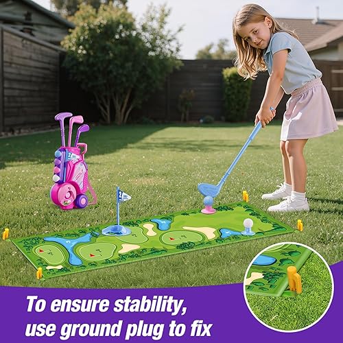 Miniatura 6 de Juego de Golf para Niños Pequeños de 2-4 Años, Club de Golf para Niños con 8 Pelotas, 4 Palos de Plástico, Tapete de Putting, Marcador, Bolsa de