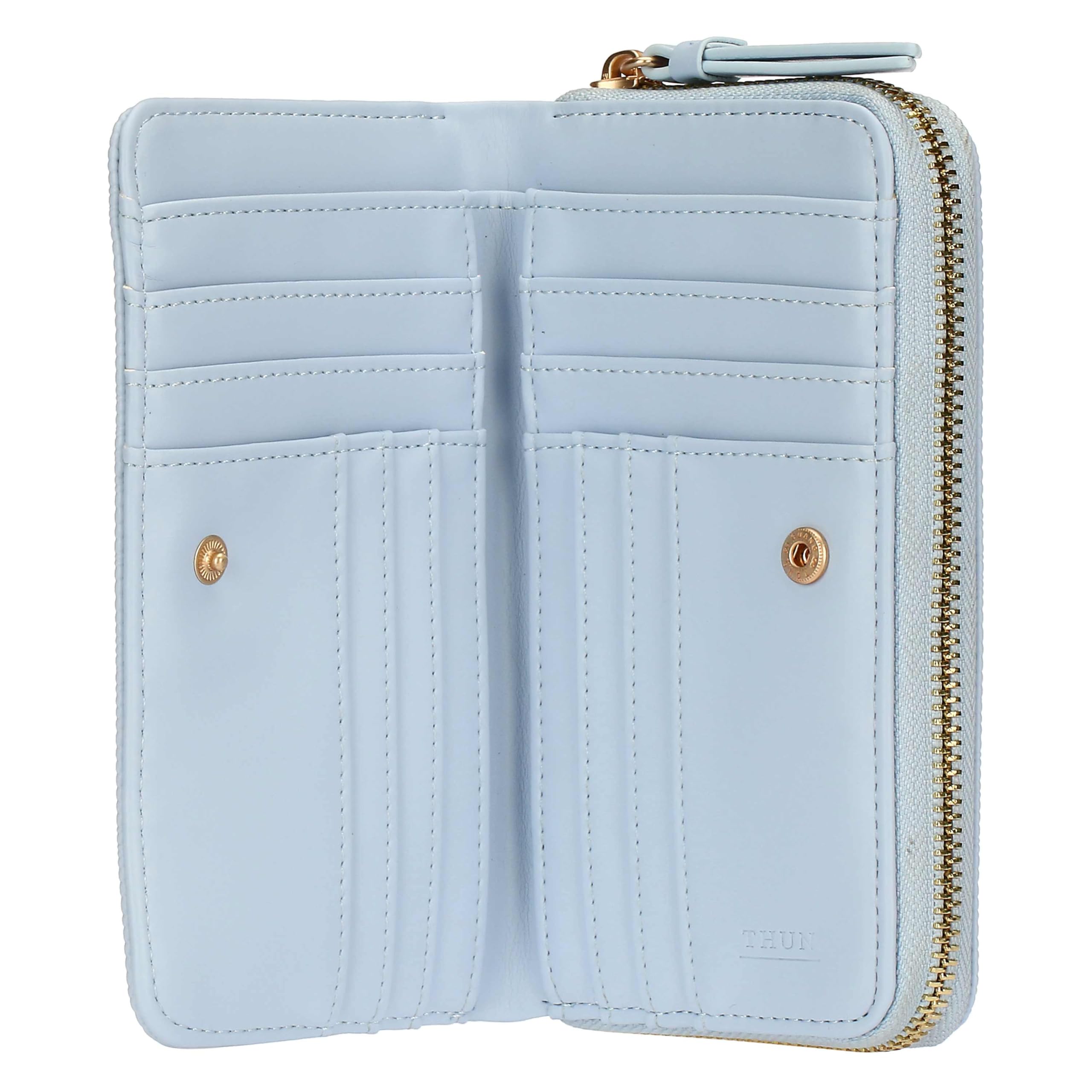 THUN Portafoglio medio azzurro, ecopelle, Collezione Sempre con Me, 16,3 x 3 x 10 cm